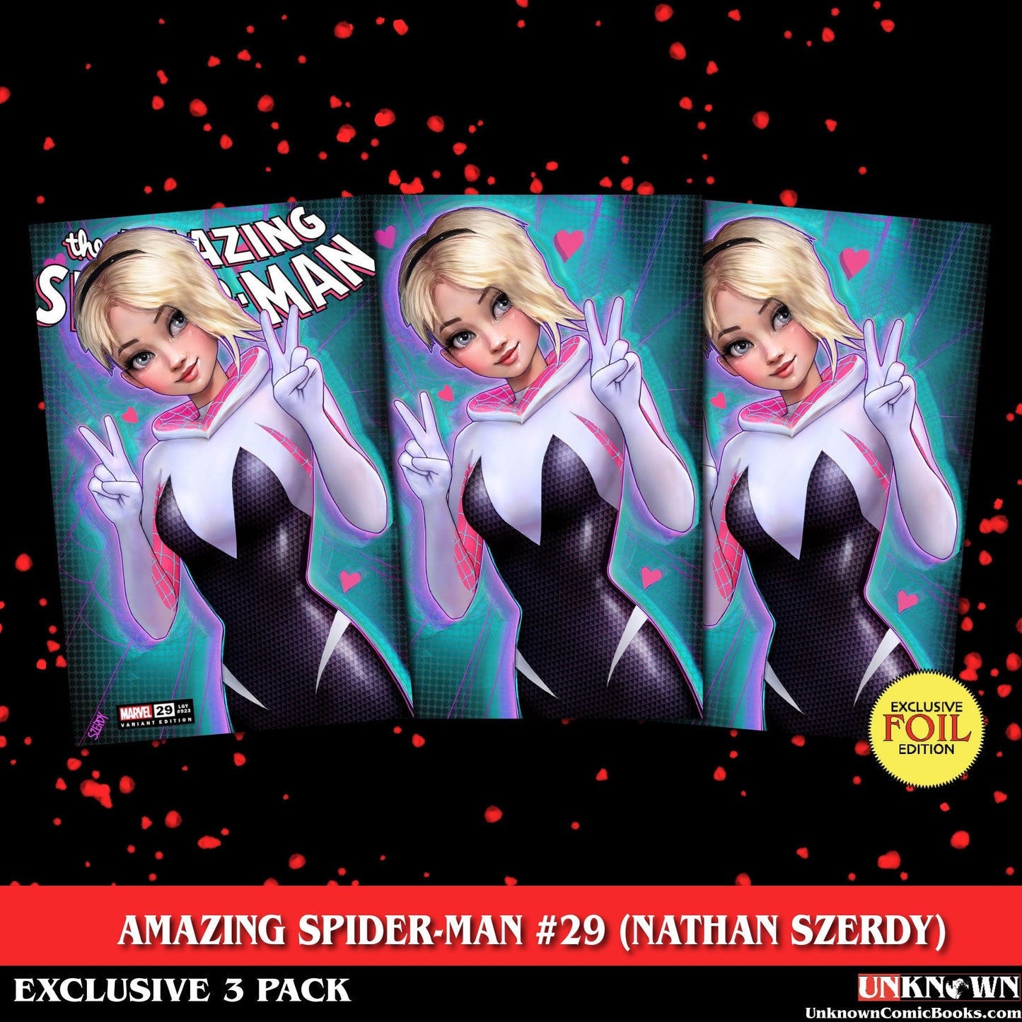 [SIGNED COA] - [3 PACK] AMAZING SPIDER-MAN #29 UNKNOWN COMICS NATHAN SZERDY EXCLUSIVE VAR {IN STOCK}