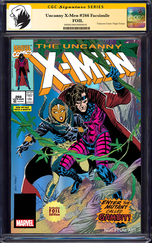 [SIGNED BY JIM LEE]  ✨ [FOIL] UNCANNY X-MEN #266 UNKNOWN COMICS EXCLUSIVE FACSIMILE EDITION [CGC 9.6+ YELLOW LABEL] VAR (03/26/2025)