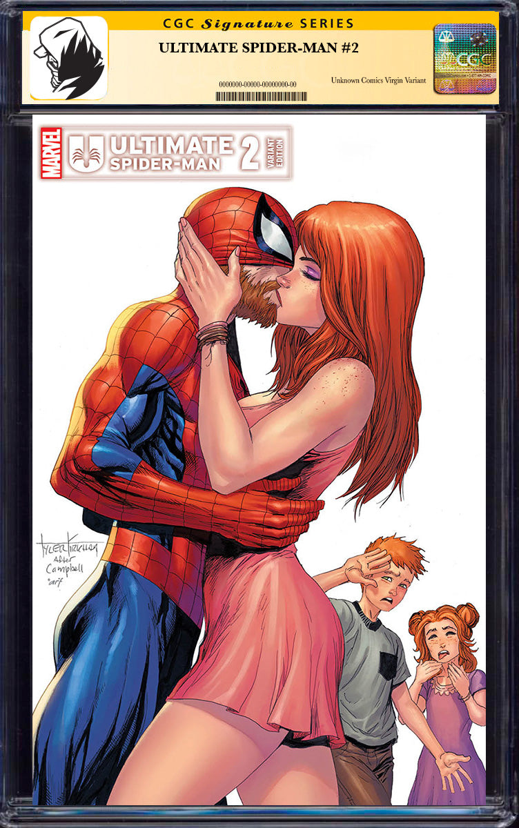 [SIGNED BY JONATHAN HICKMAN] ULTIMATE SPIDER-MAN #2 UNKNOWN COMICS TYLER KIRKHAM  EXCLUSIVE VAR [CGC 9.6+ YELLOW LABEL](03/26/2025)