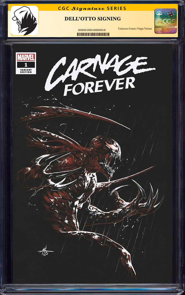 [SIGNED CGC 9.6+ YELLOW LABEL] Carnage Forever 1 Unknown Comics Gabriele Dell_Otto Exclusive Var [08-25]