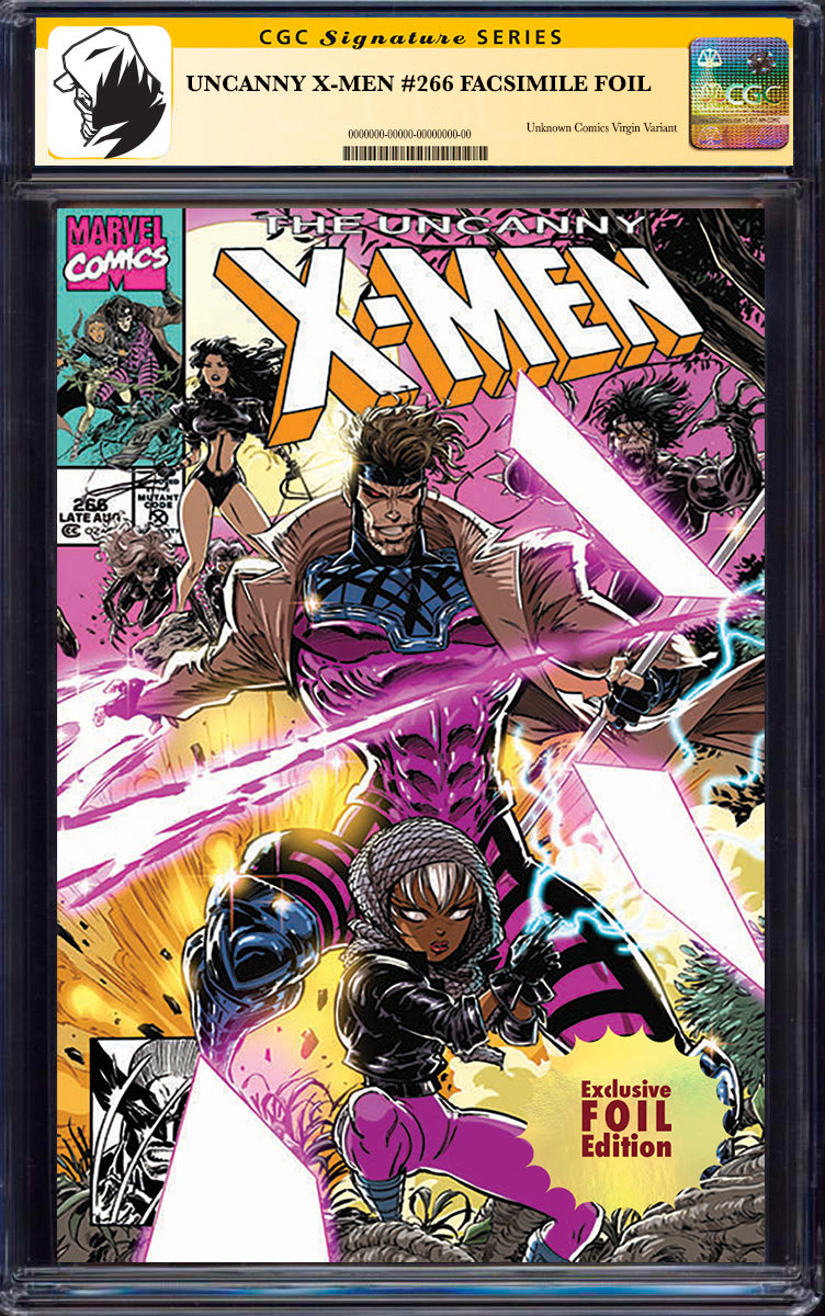 [SIGNED CGC] UNCANNY X-MEN #266 {FOIL} UNKNOWN COMICS KAARE ANDREWS EXCLUSIVE FACSIMILE EDITION VAR 9.6+ YELLOW LABEL (06/24/2025)