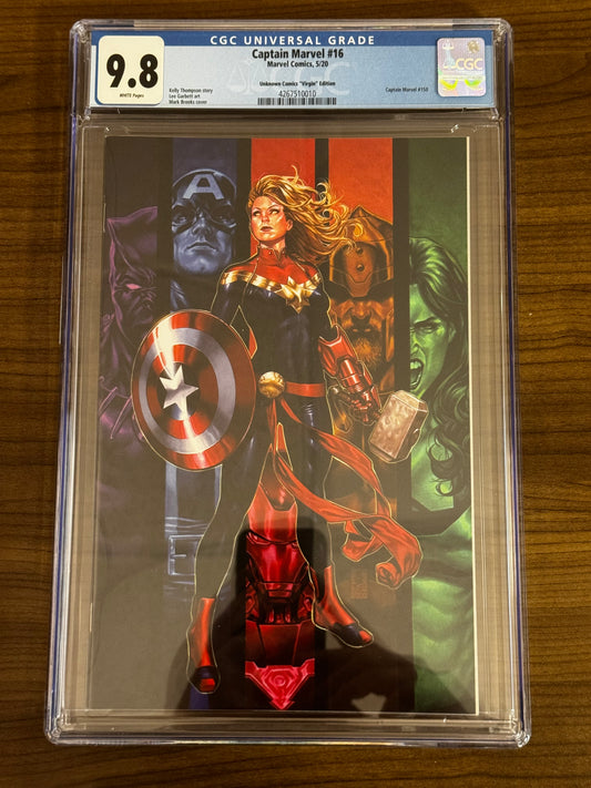 CAPTAIN MARVEL #16 MARK BROOKS UNKNOWN COMICS EXCLUSIVE VIRGIN VAR CGC 9.8 BLUE LABEL [IN STOCK]
