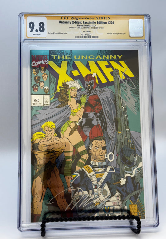 [SIGNED BY JIM LEE | CHRIS CLAREMONT] [FOIL] UNCANNY X-MEN #274 FACSIMILE UNKNOWN COMICS EXCLUSIVE VAR [CGC 9.8 YELLOW LABEL] [IN STOCK]