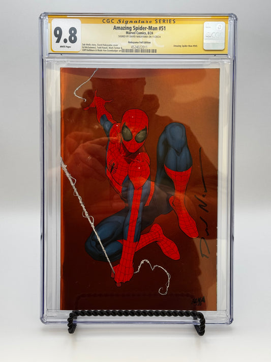 [SIGNED BY DAVID NAKAYAMA] [FOIL] AMAZING SPIDER-MAN #51 UNKNOWN COMICS DAVID NAKAYAMA EXCLUSIVE  VIRGIN VAR CGC [9.8 YELLOW LABEL] [IN STOCK]