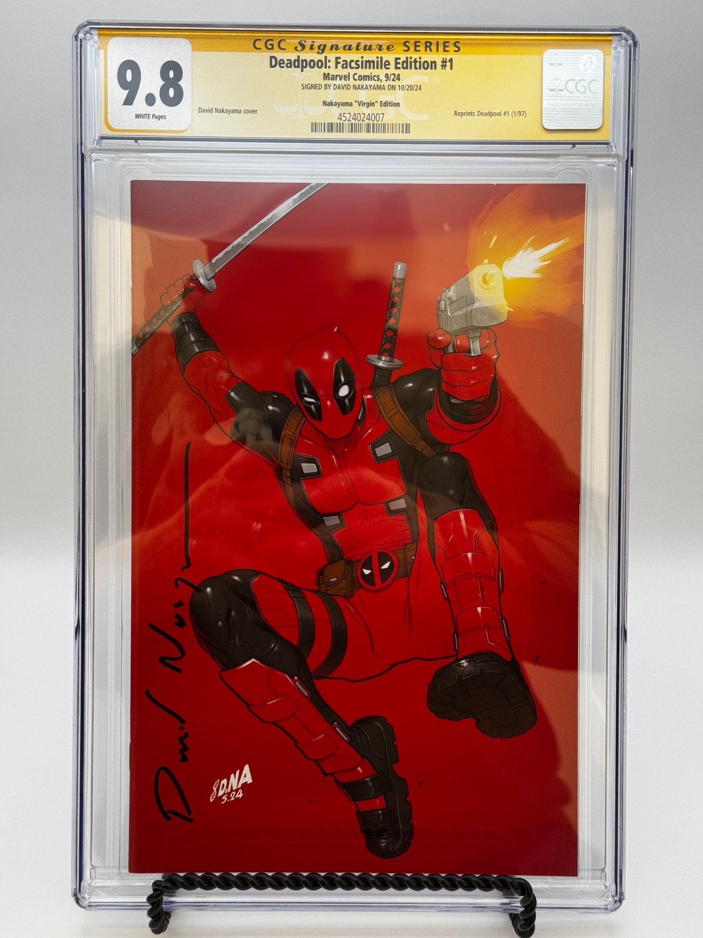 [SIGNED BY DAVID NAKAYAMA] DEADPOOL #1 UNKNOWN COMICS DAVID NAKAYAMA FACSIMILE VIRIGN VAR [CGC 9.8 YELLOW LABEL] [IN STOCK]