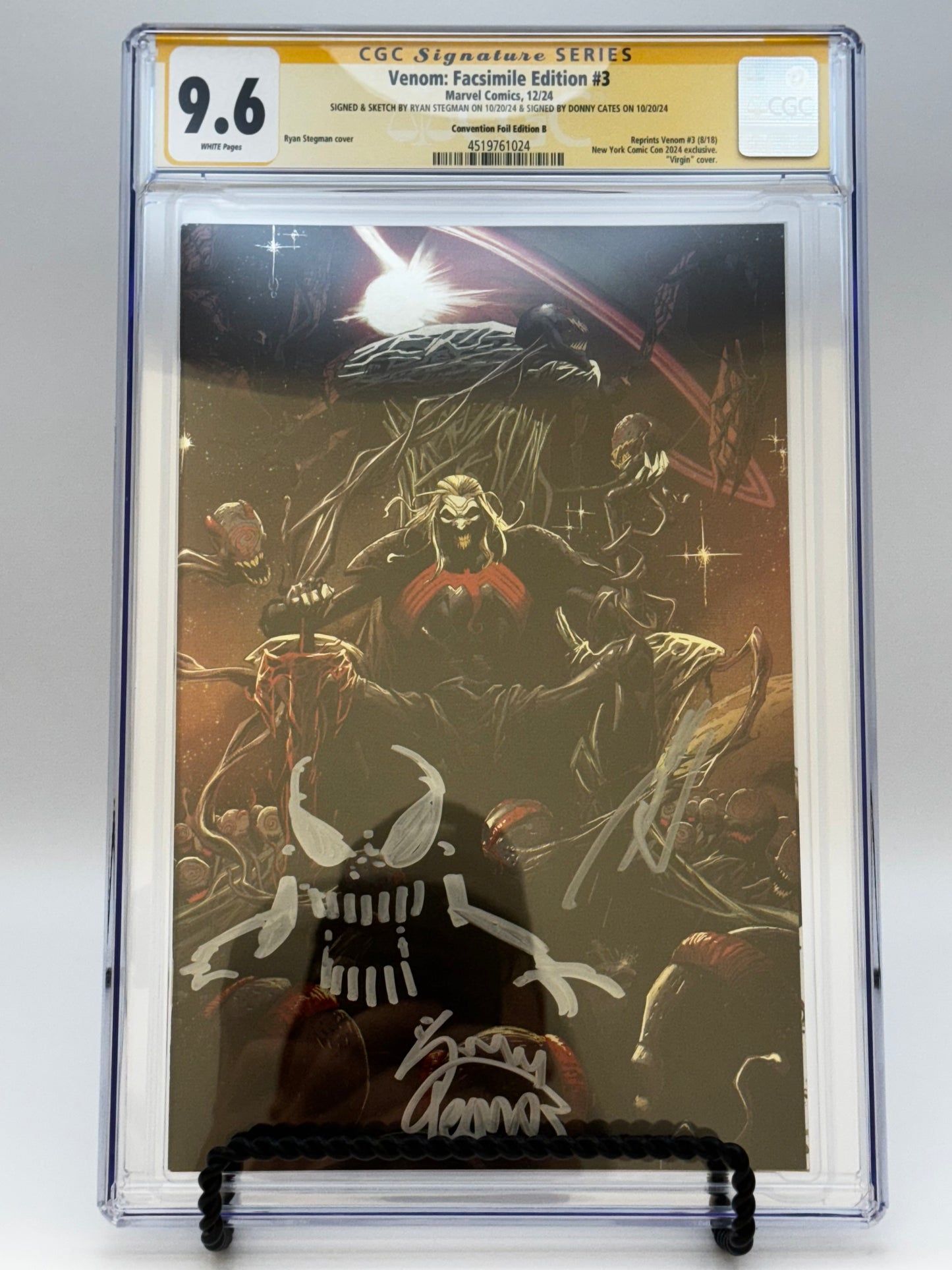 [REMARK | SIGNED DONNY CATES | RYAN STEGMAN][FOIL] VENOM #3 UNKNOWN COMICS EXCLUSIVE FACSIMILE STEGMAN VIRGIN NYCC VAR [CGC 9.6 YELLOW LABEL][IN STOCK]