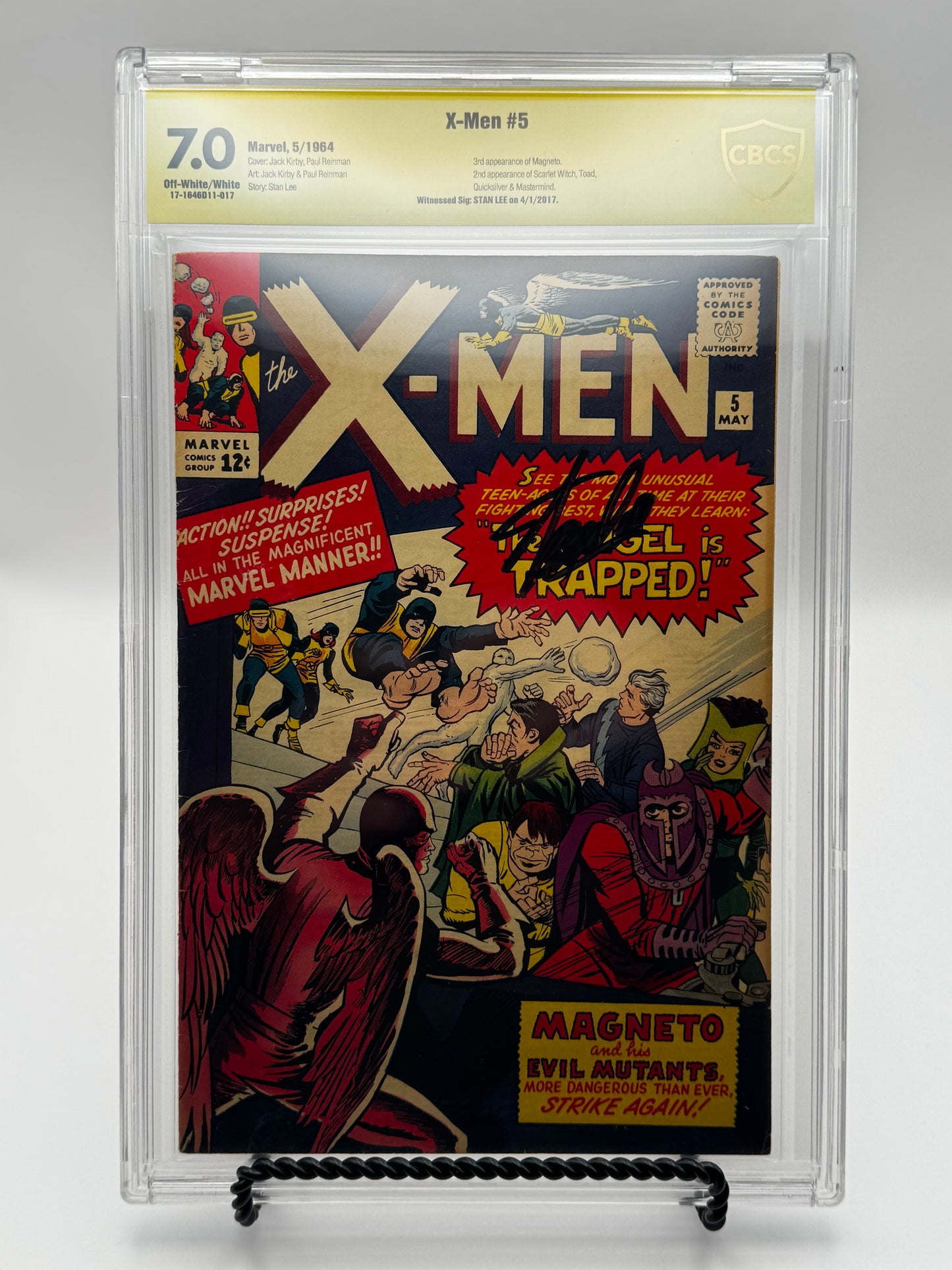 X-Men #5 CBCS 7.0 Yellow Label Signed by Stan Lee 1964 [IN STOCK]