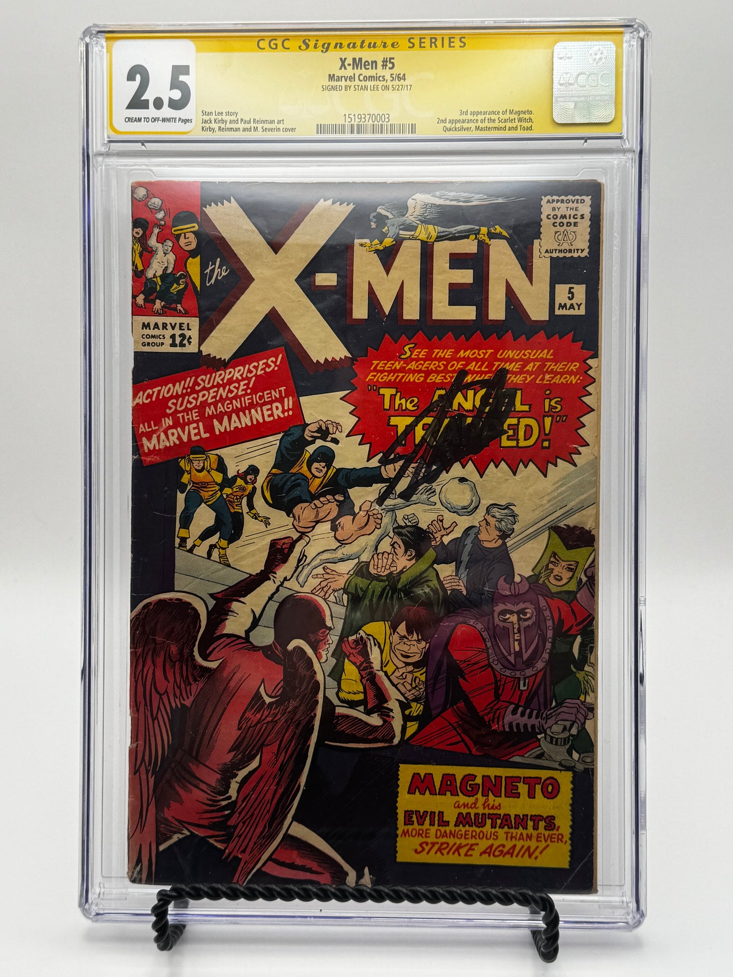 X-Men #5 CGC 2.5 Yellow Label Signed by Stan Lee 1964 [IN STOCK]