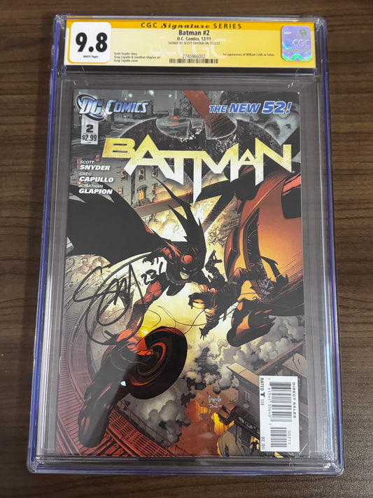 BATMAN #2 NEW 52 2012  [SIGNED] SCOTT SNYDER PTG CGC 9.8 YELLOW LABEL [IN STOCK]