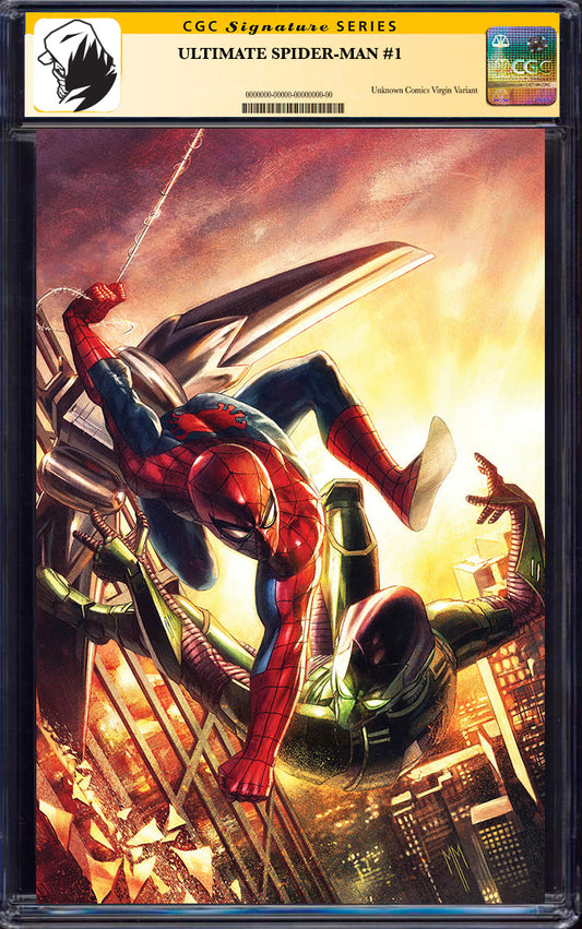 [SIGNED CGC 9.6+ YELLOW LABEL]  {SIGNED BY MARCO CHECCHETTO} Ultimate Spider-Man #1 Unknown Comics Marco Mastrazzo Exclusive Virgin Var [08-25]