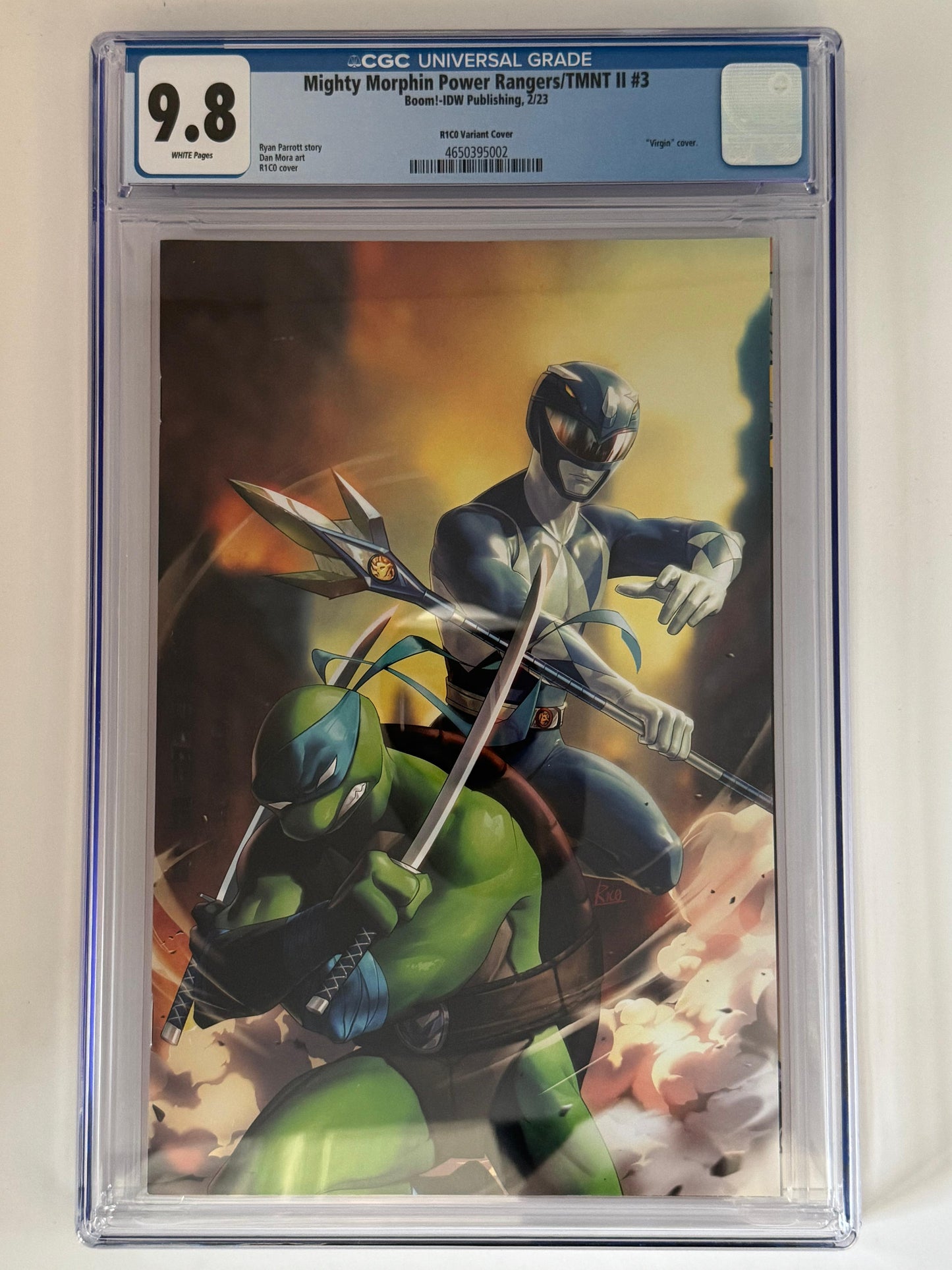 Mighty Morphin Power Rangers/TMNT II #3 CGC 9.8 Blue Label R1C0 Exclusive Var