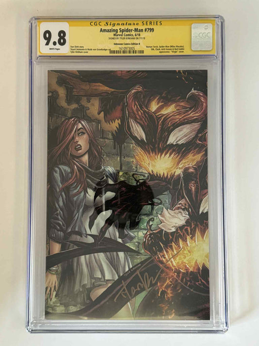 [Signed by Tyler Kirkham] Amazing Spider-Man #799 CGC 9.8 Yellow Label Exclusive Virgin Var